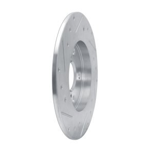 Pontiac Vibe Brake Rotor (1) - Rear Left - R1 Concepts - Drilled & Slotted - Silver - `08-`18